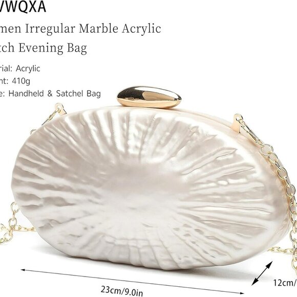 Elegant Shell-Shaped Acrylic Evening Clutch Bag for Weddings & Parties - Picture 3 of 6